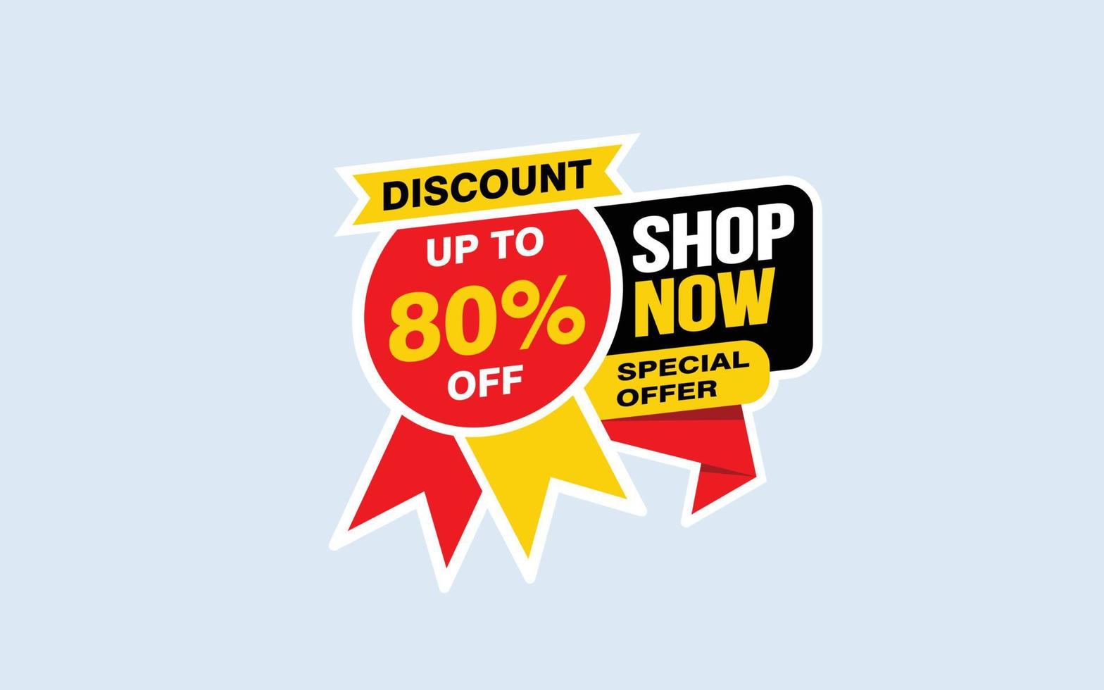 80 Percent SHOP NOW offer, clearance, promotion banner layout with sticker style. vector