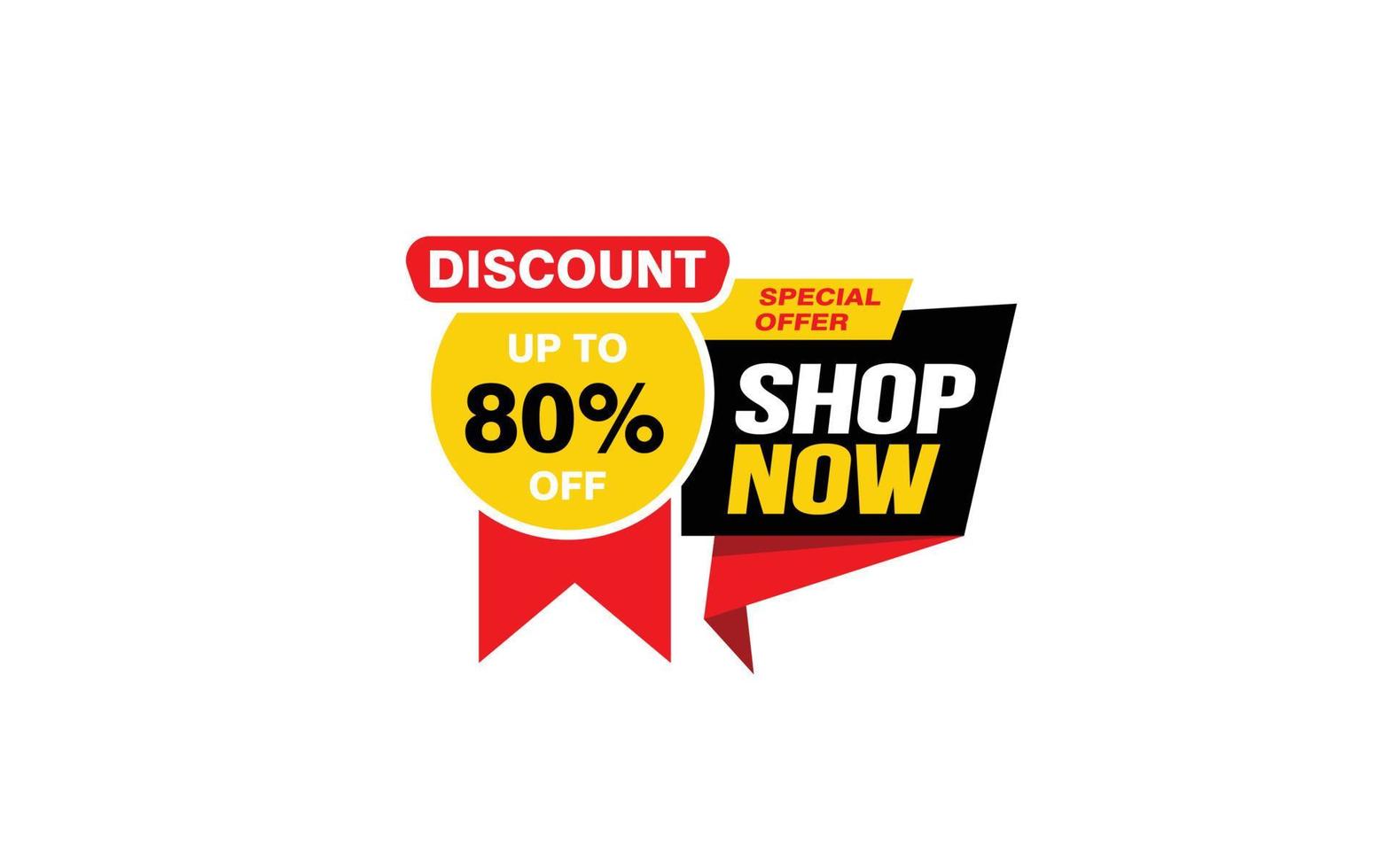 80 Percent SHOP NOW offer, clearance, promotion banner layout with sticker style. vector