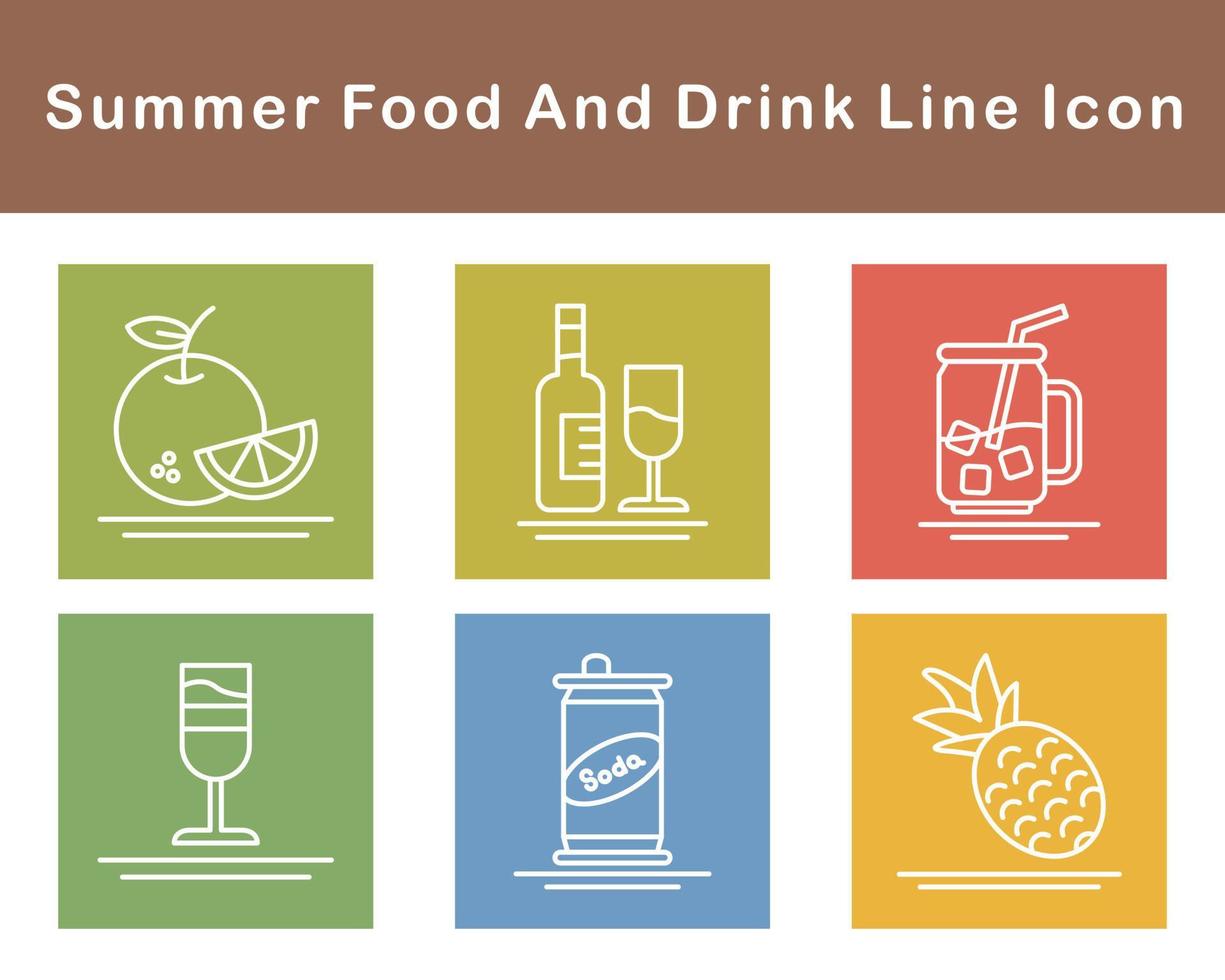 Summer Food And Drink Vector Icon Set