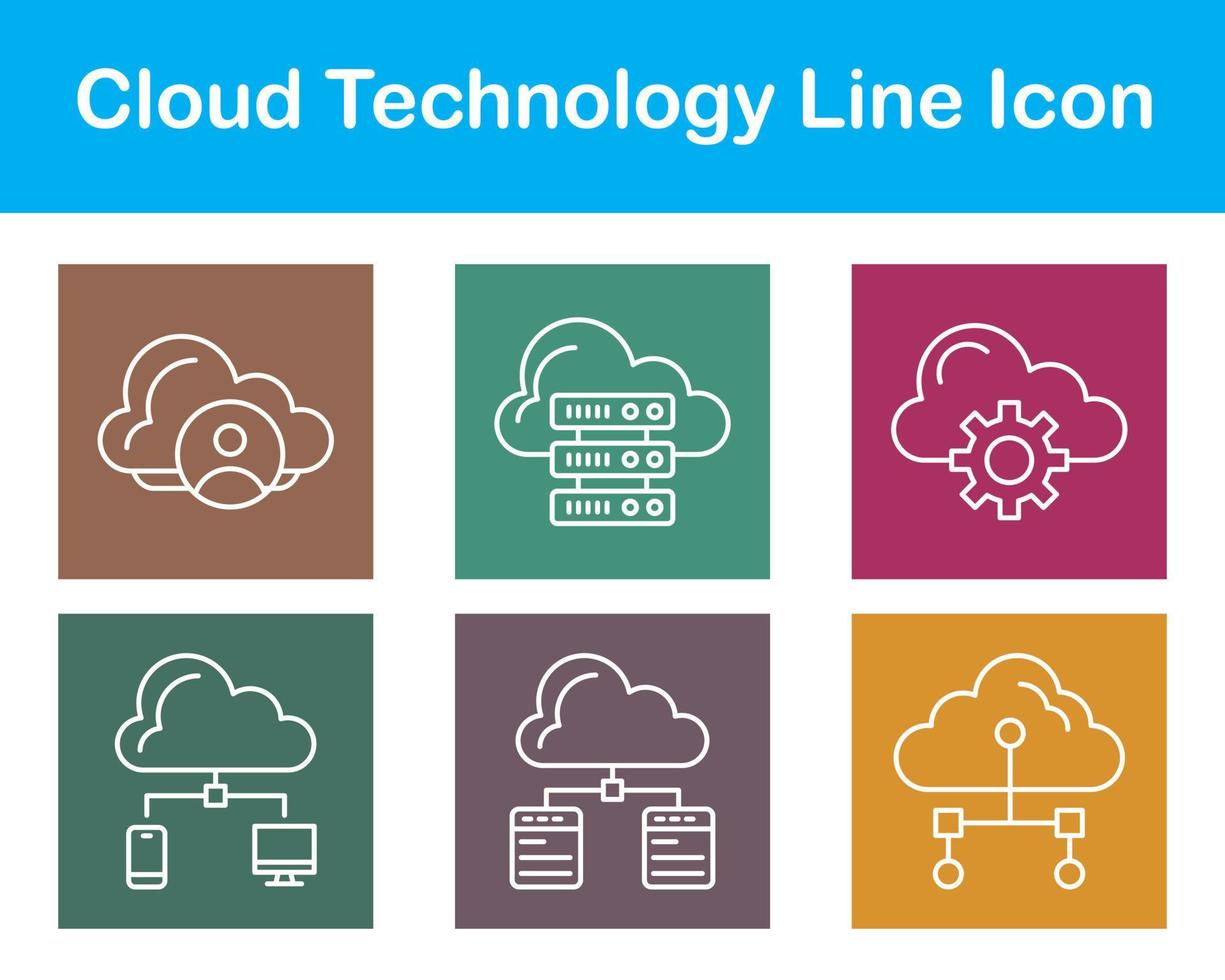 nube tecnología vector icono conjunto