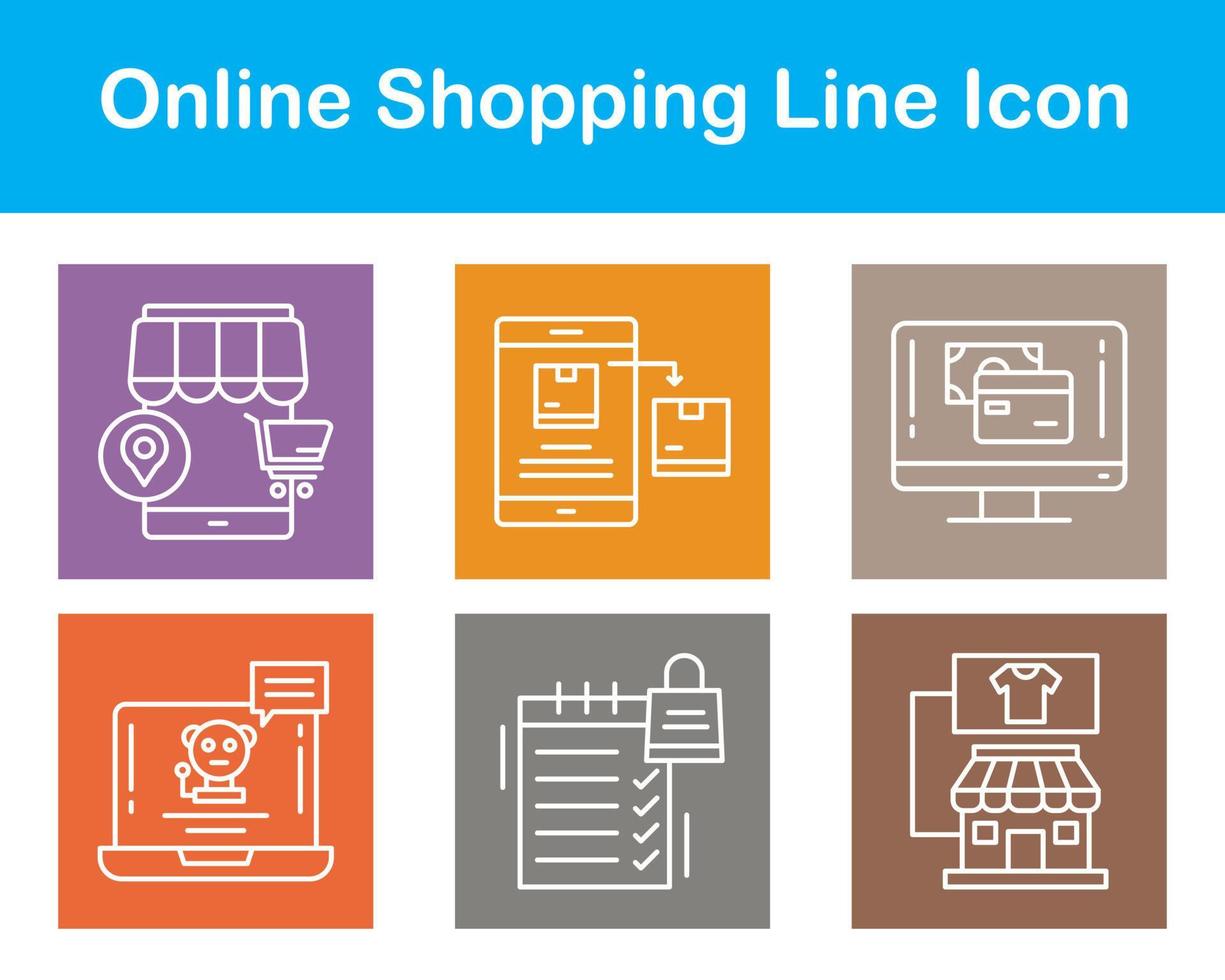 conjunto de iconos de vector de compras en línea