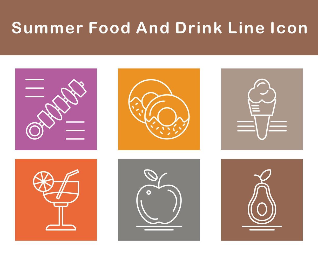 Summer Food And Drink Vector Icon Set