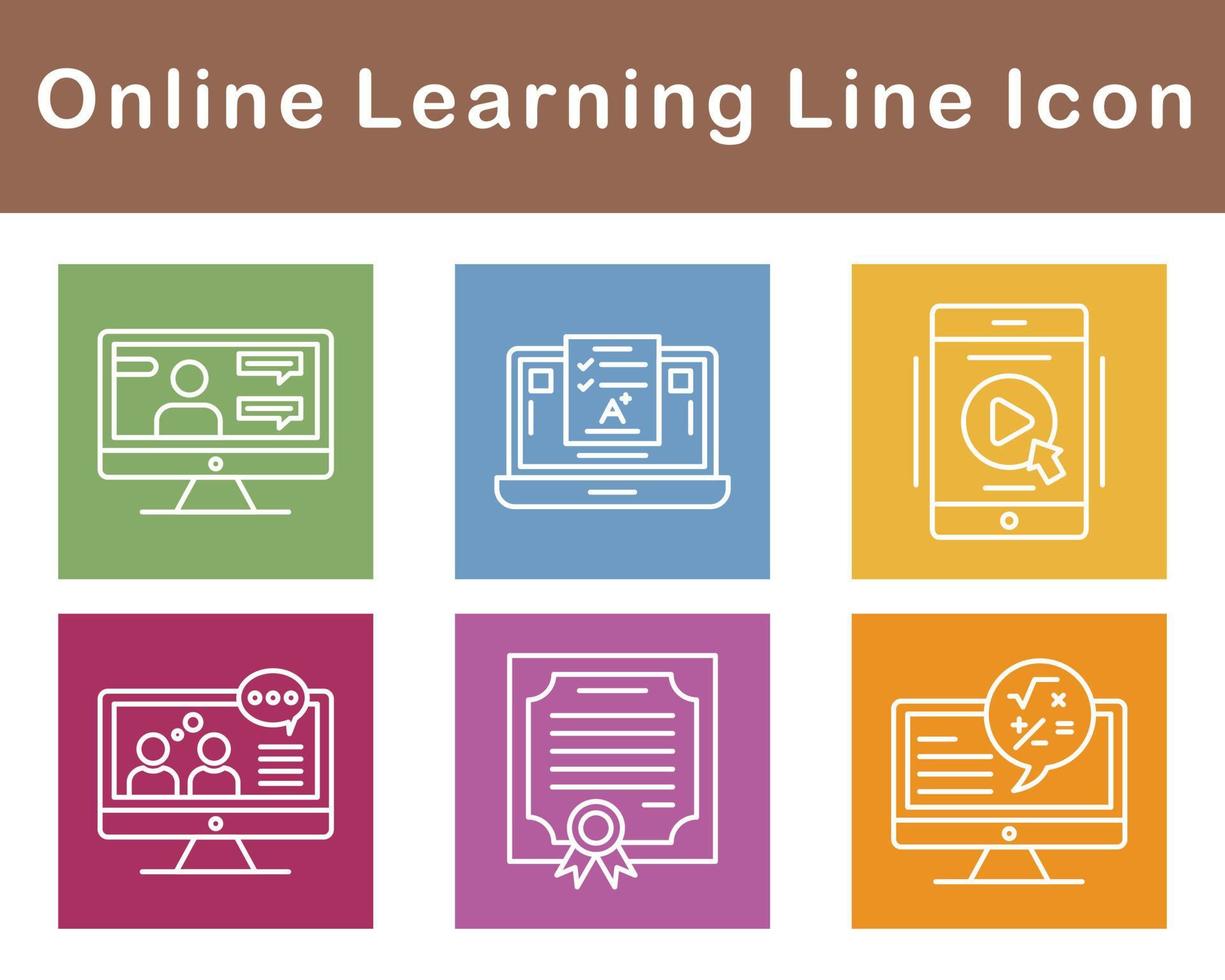 Online Learning Vector Icon Set