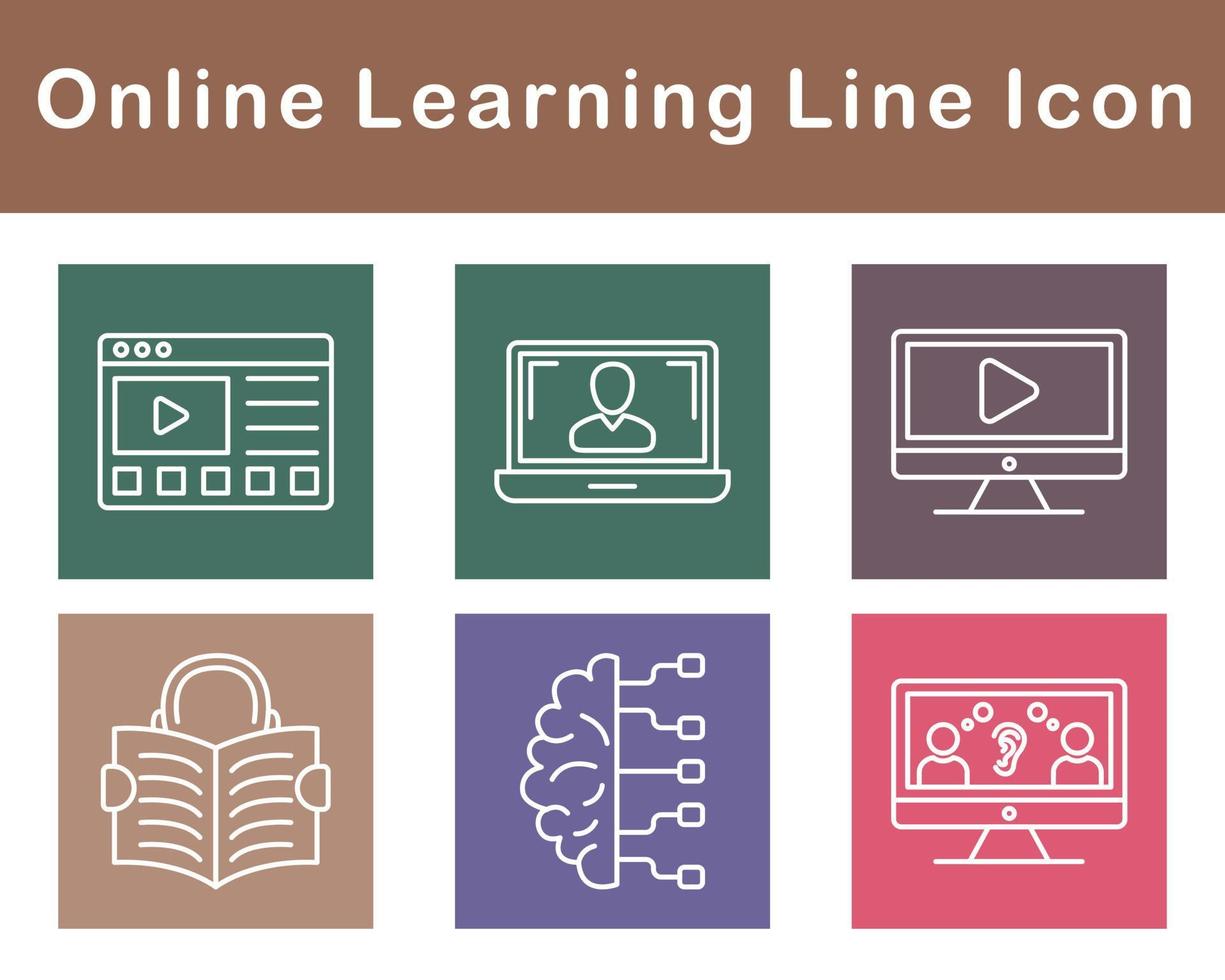 en línea aprendizaje vector icono conjunto