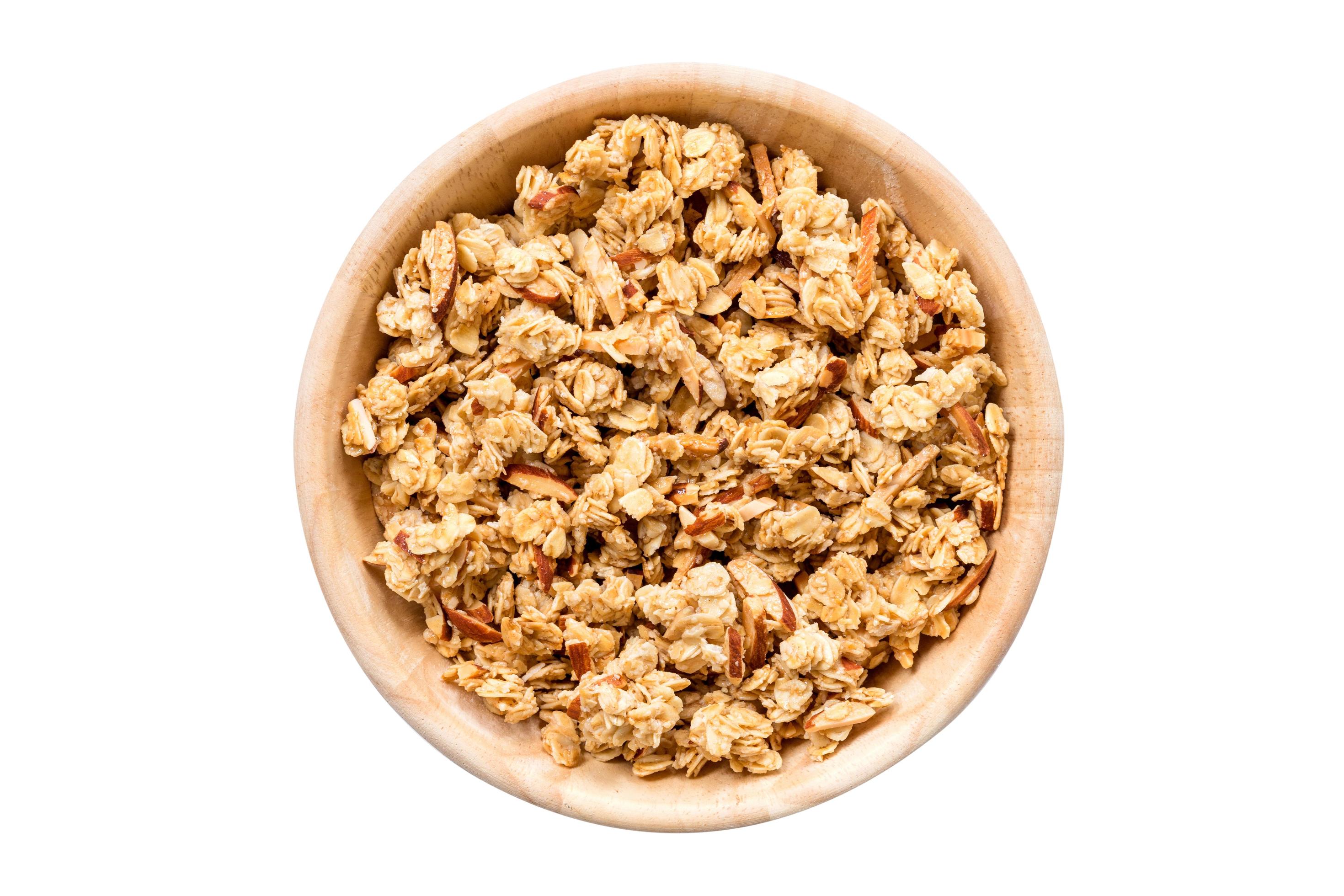 Close up top view granola in the bowl on isolated with clipping path. 20699609 Stock Photo at