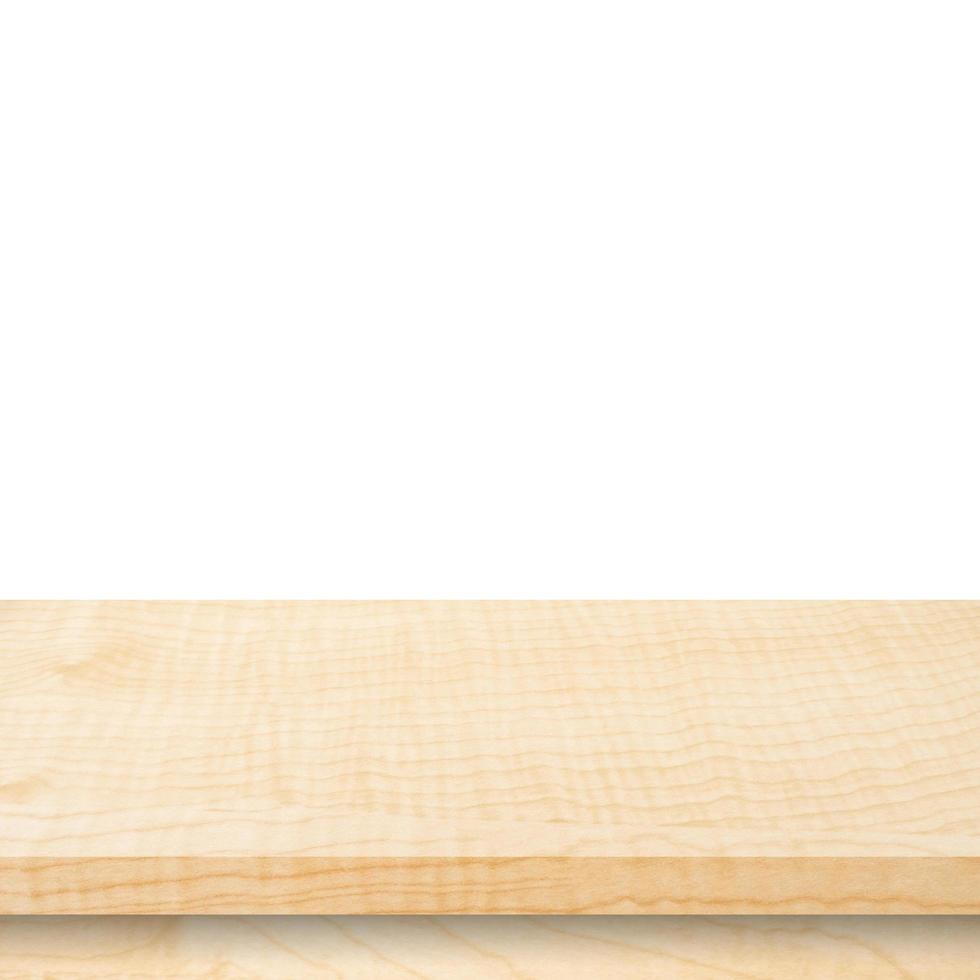 Empty wood table on isolate white background and display montage for product. photo