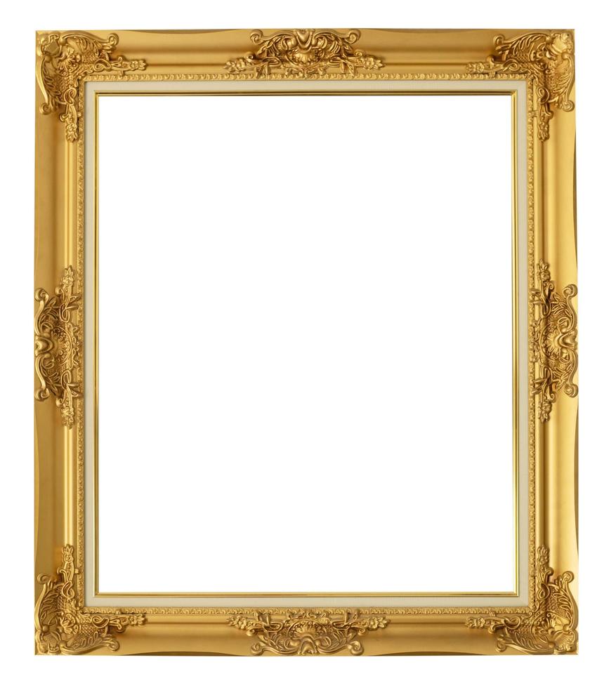 golden frame on isolated white background with clipping path. photo