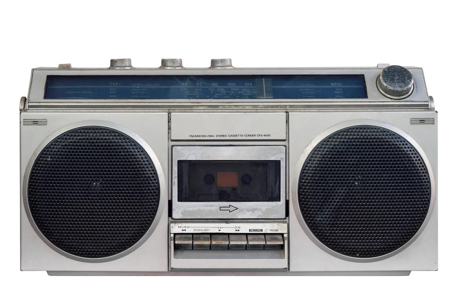 vintage stereo on isolated white with clipping path. photo