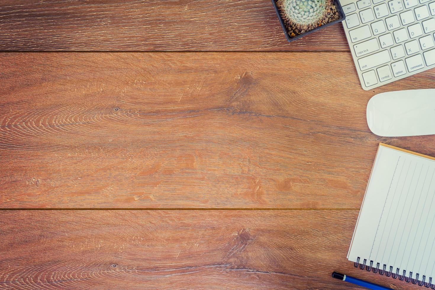 High angle view of a setting table of business workplace. photo