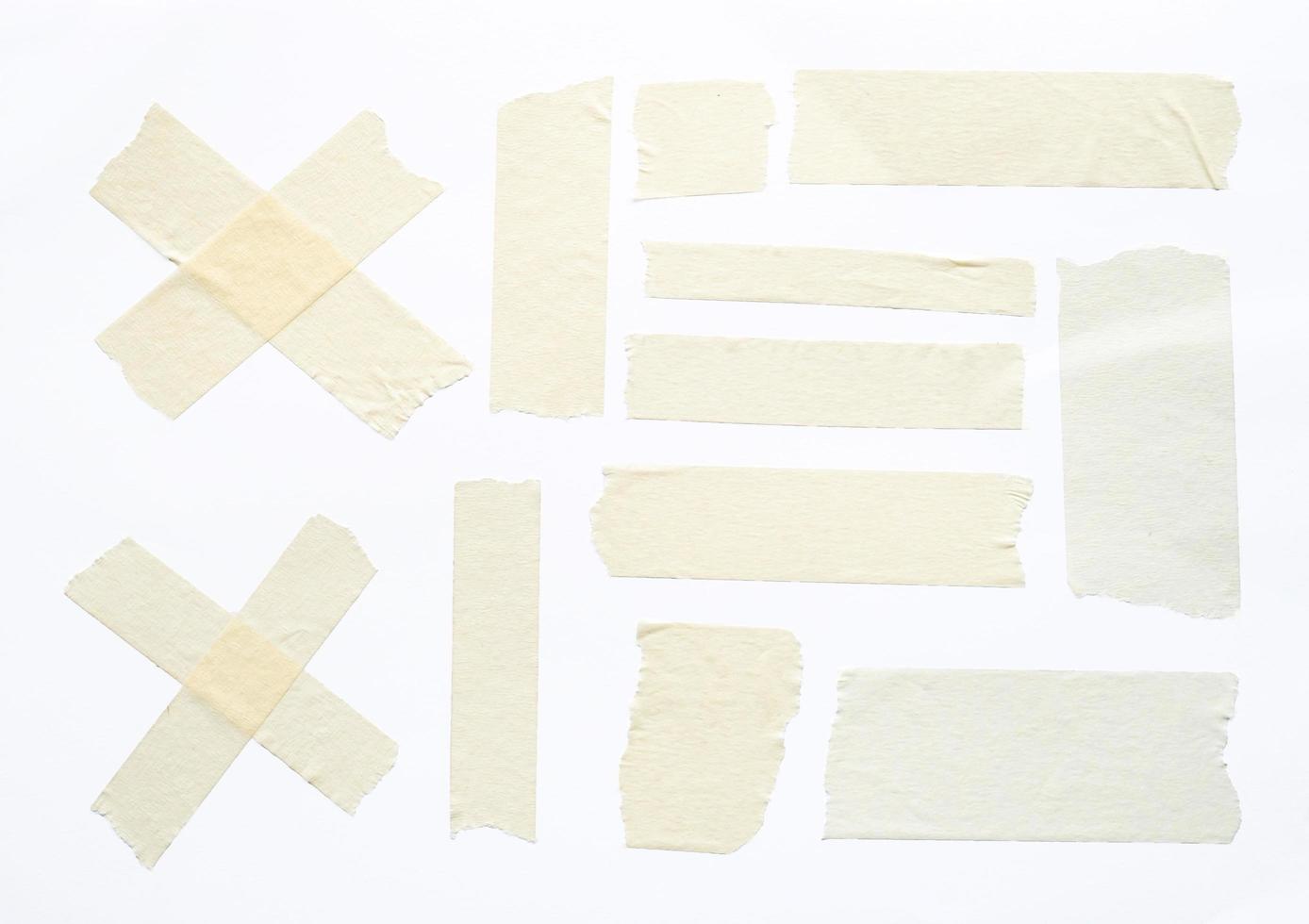 close up of adhesive tape wrinkle set on white background photo