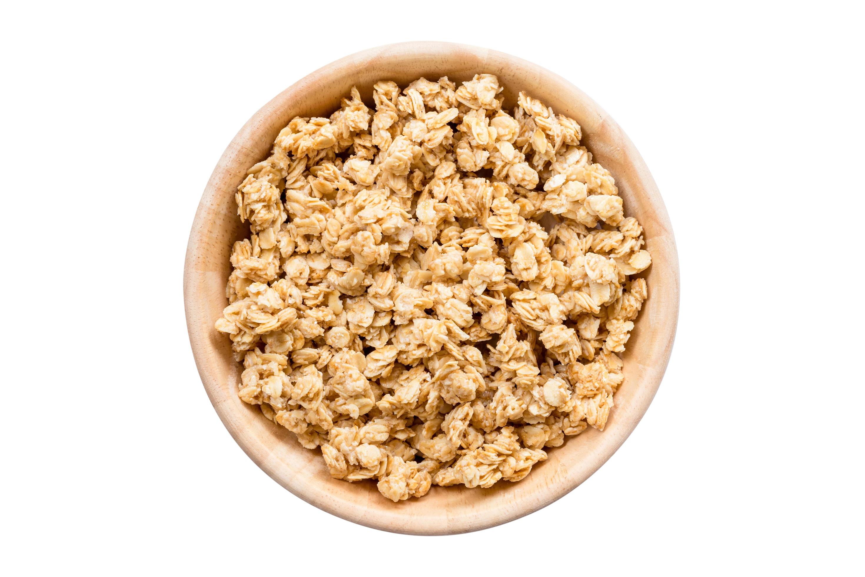 Close up top view granola in the bowl on isolated with clipping path. 20701618 Stock Photo at