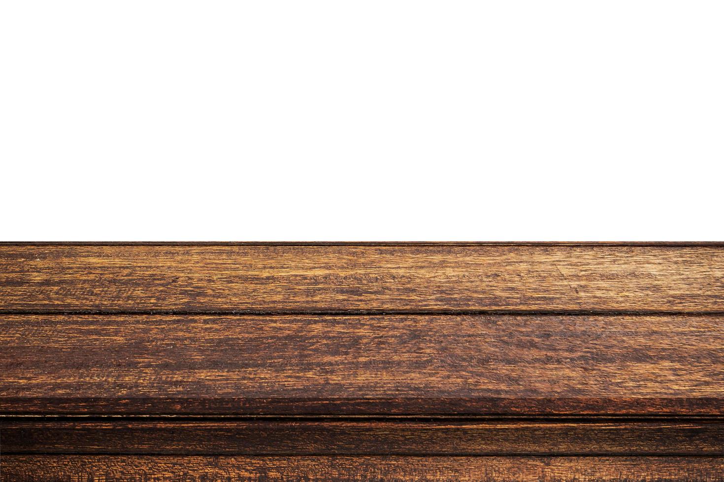 Empty wood table on isolate white background and display montage with copy space for product. photo