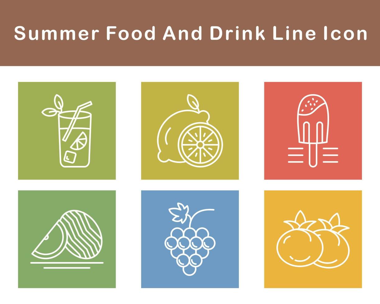 verano comida y bebida vector icono conjunto