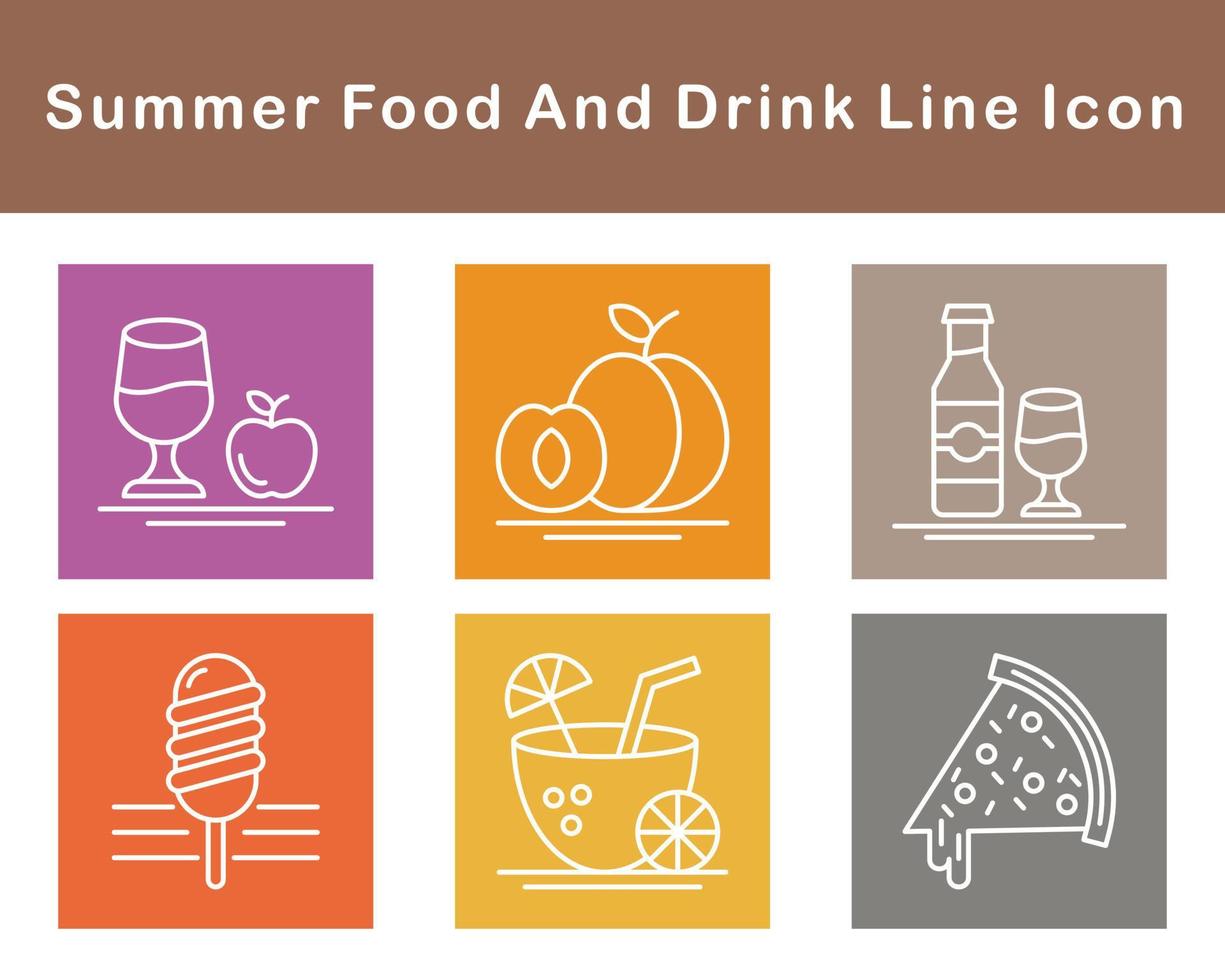 Summer Food And Drink Vector Icon Set