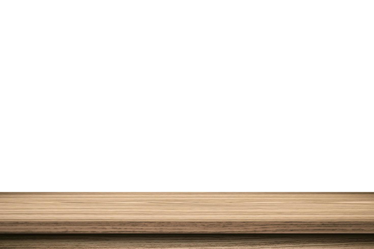 Empty wood table on isolate white background and display montage with copy space for product. photo