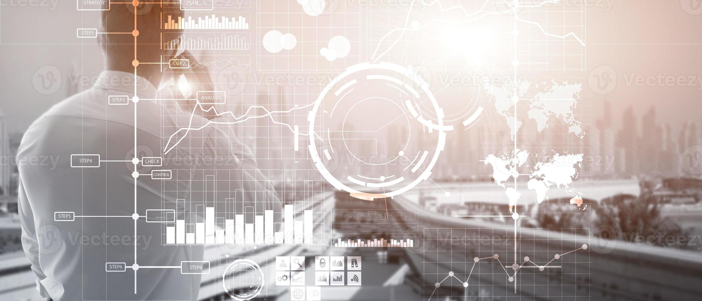 BI Key performance indicator KPI Analysis dashboard transparent blurred background. Business intelligence photo