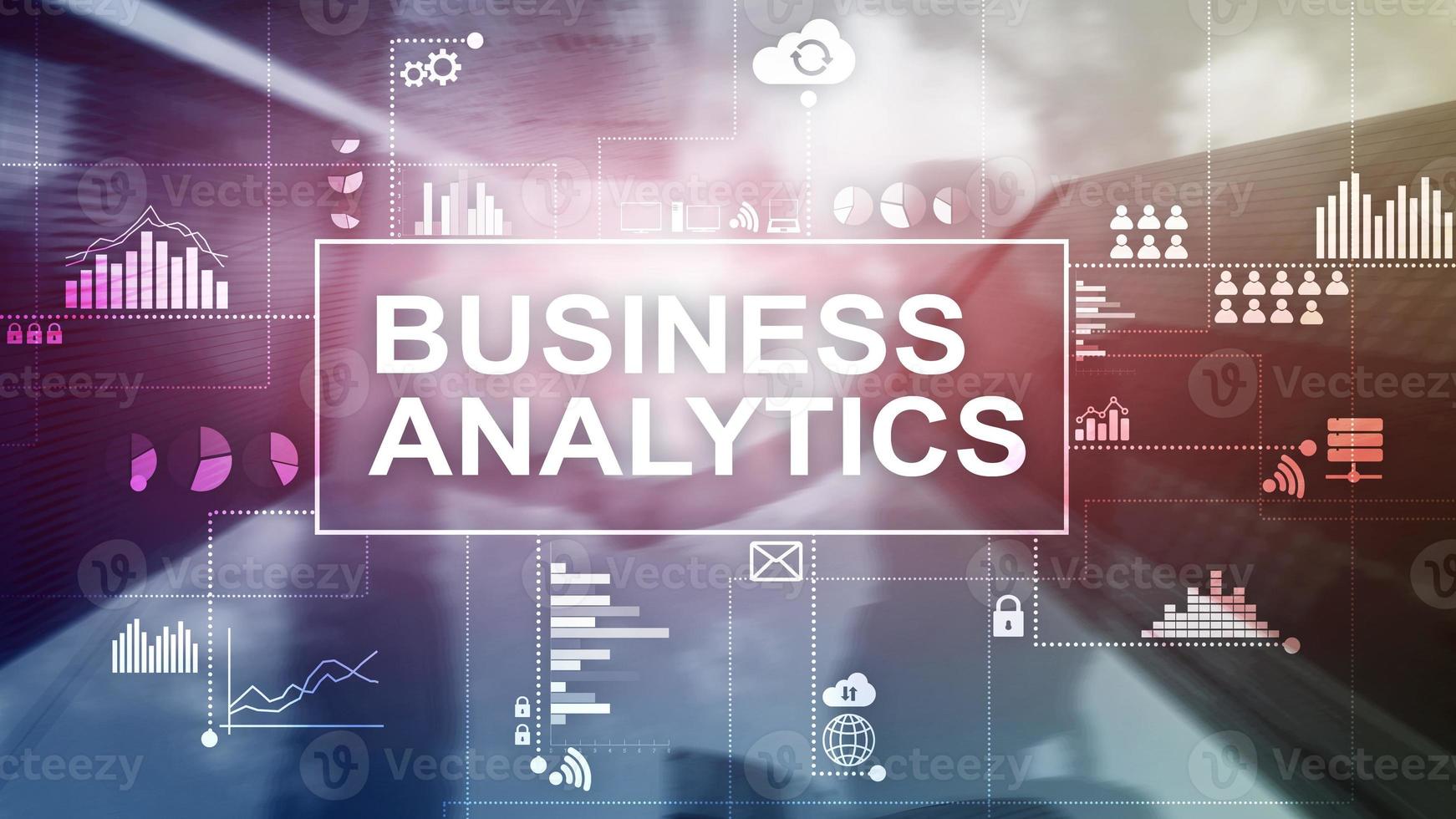 Business analytics concept on double exposure background. photo