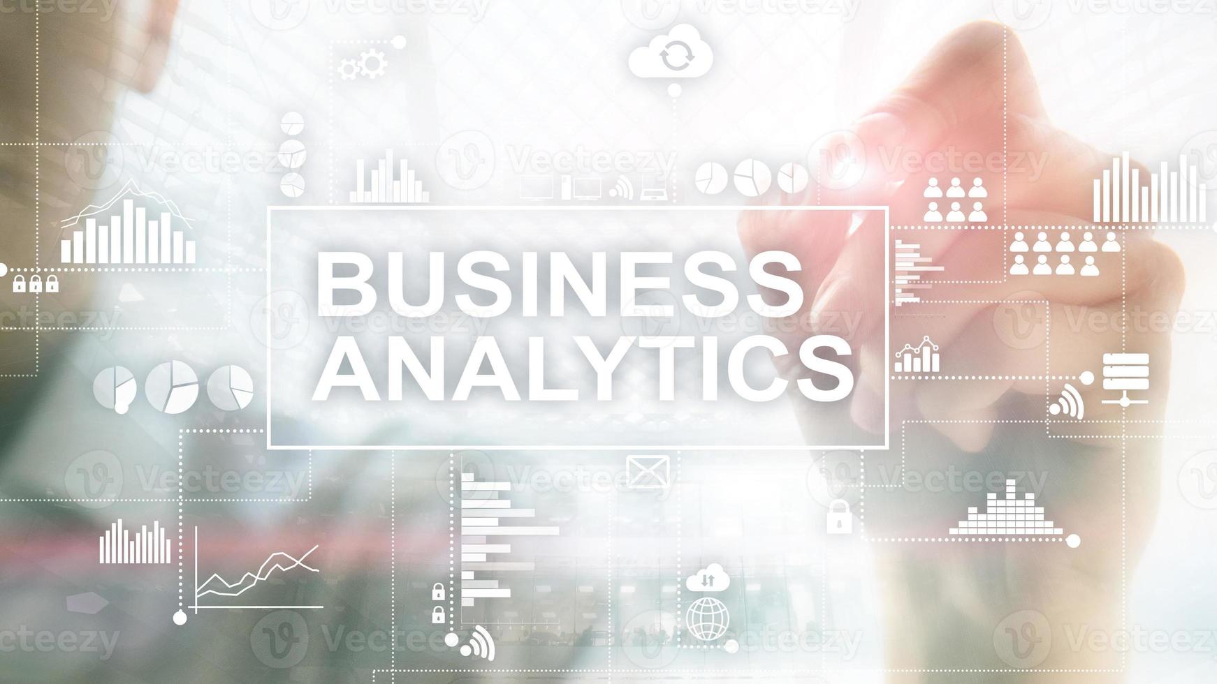 Business analytics concept on double exposure background. photo