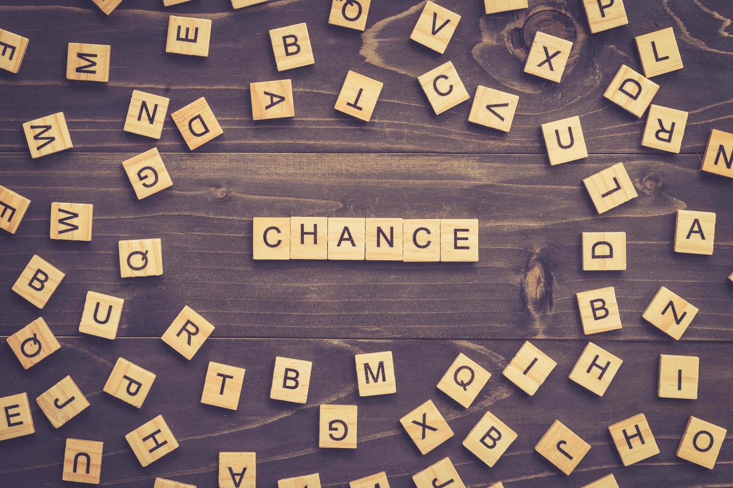 Chance word wood block on table for business concept. photo