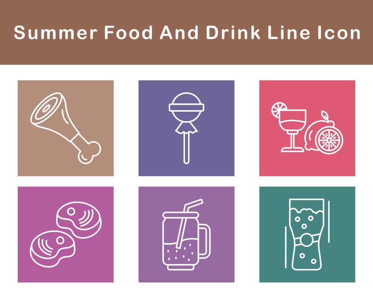 Summer Food And Drink Vector Icon Set