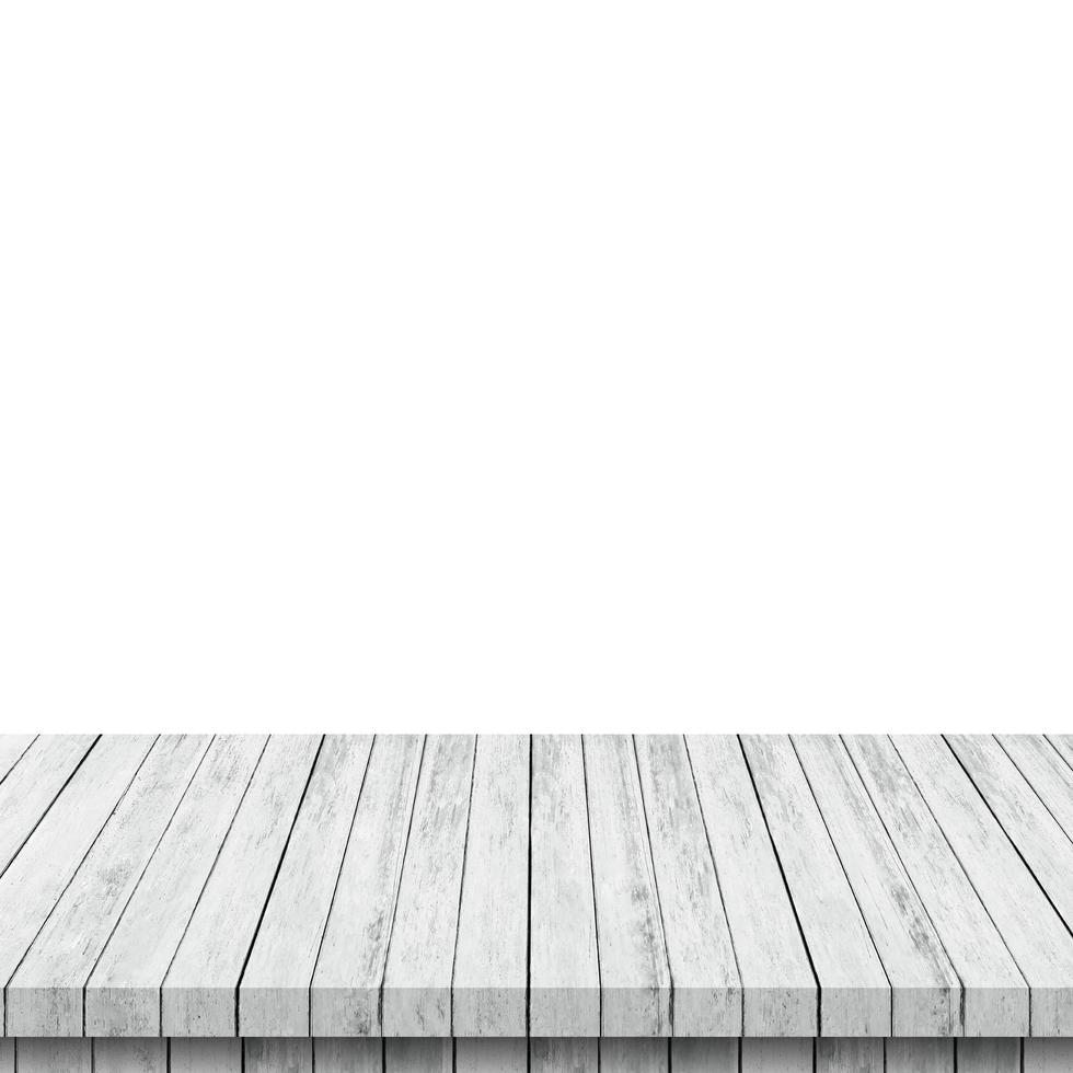 Empty wood table on isolate white background and display montage for product. photo