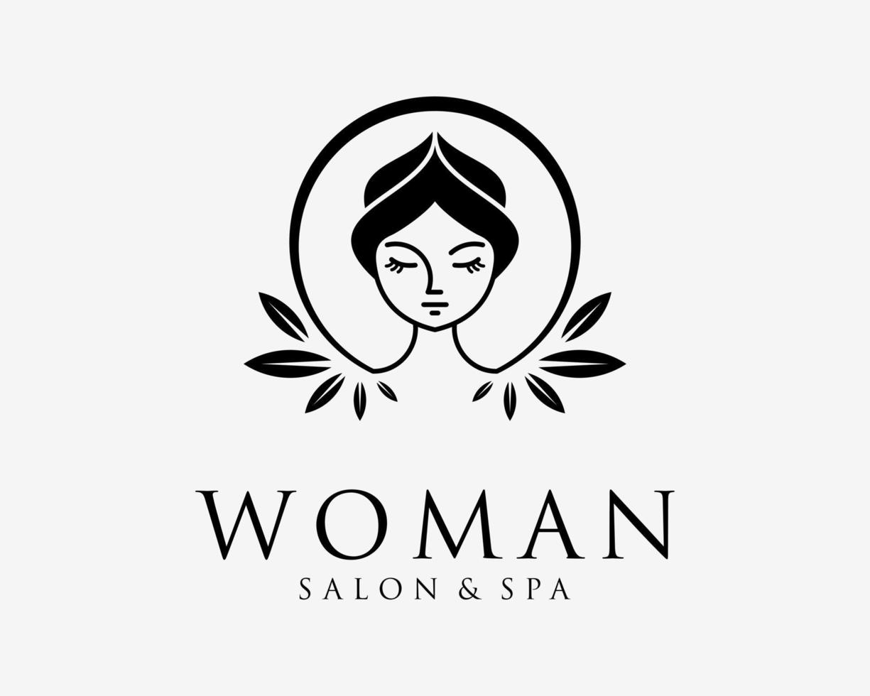 Beauty Woman Relax Spa Salon Facial Skin Care Treatment Natural Elegant Luxury Vector Logo Design