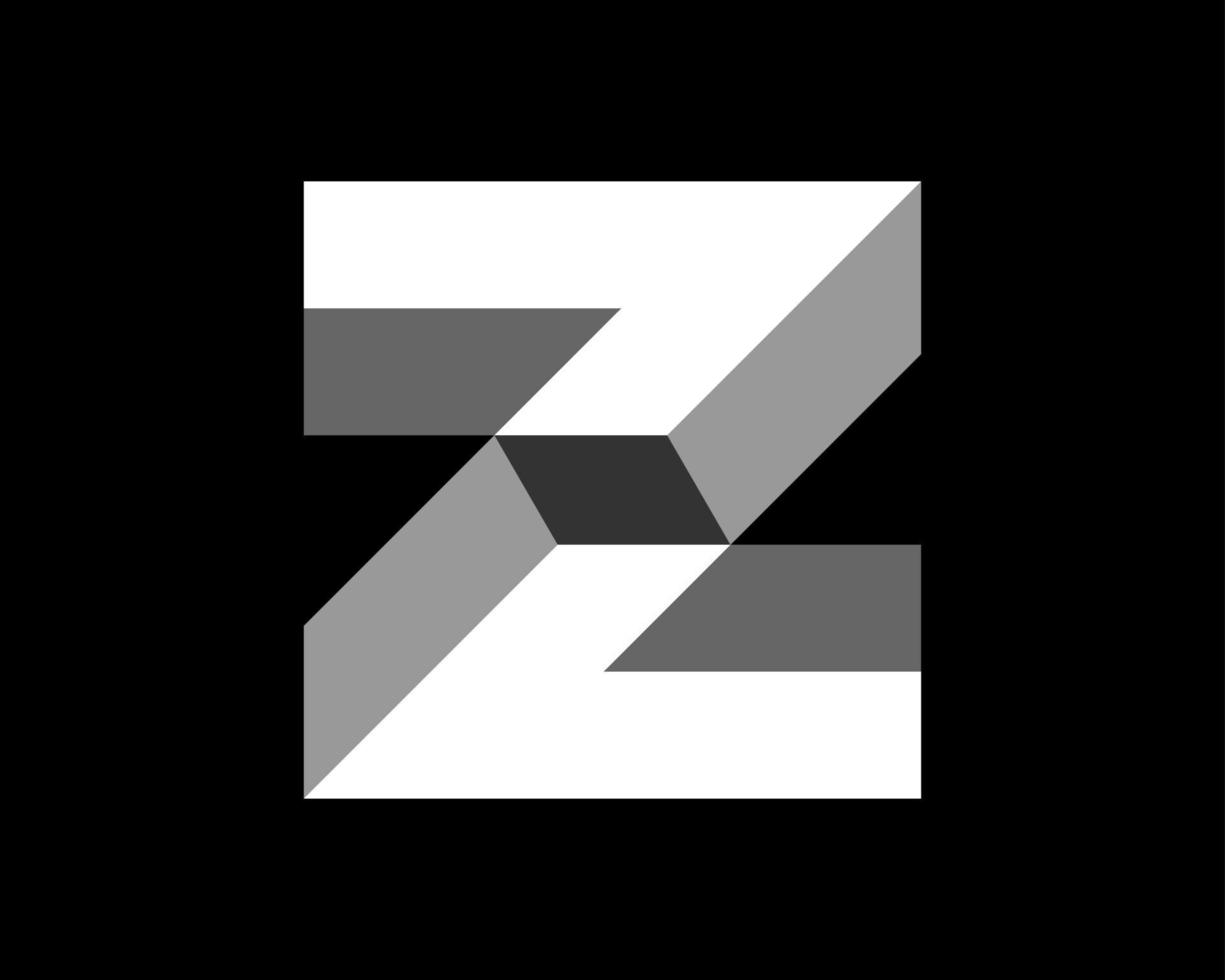 Letter Z Initial 3D Perspective Illusion Geometry Architecture Minimal Monogram Vector Logo Design