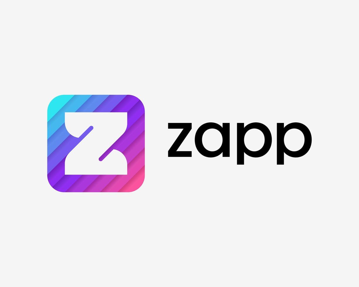 letra z iniciales aplicación móvil icono vistoso brillante degradado mínimo moderno sencillo vector logo diseño