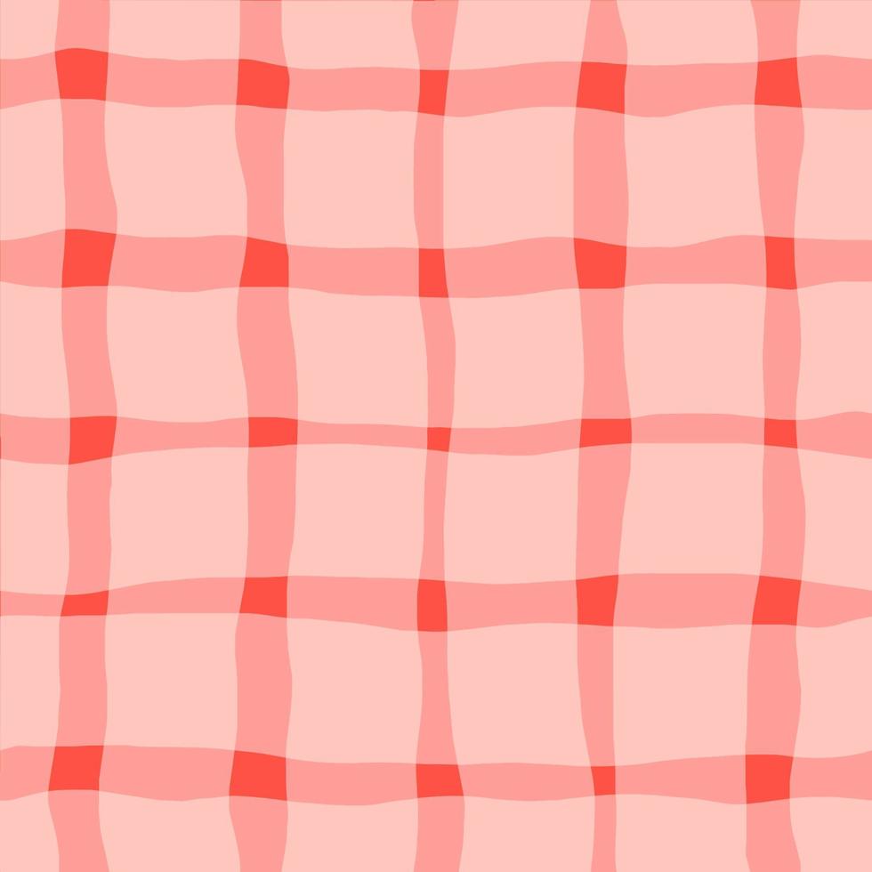 Simple and beautiful monochrome lines seamless pattern. Vector classic checkered texture in retro style. Hand drawn thin and thick wavy lines background