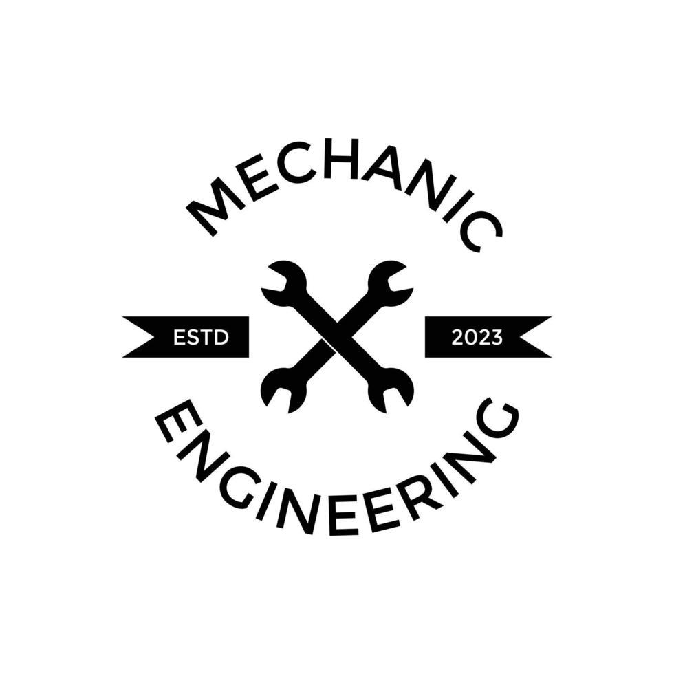 vintage mechanic labels, emblems and logo. Vector illustration