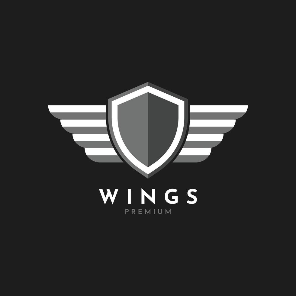 Modern professional metal wings shield template logo design vector