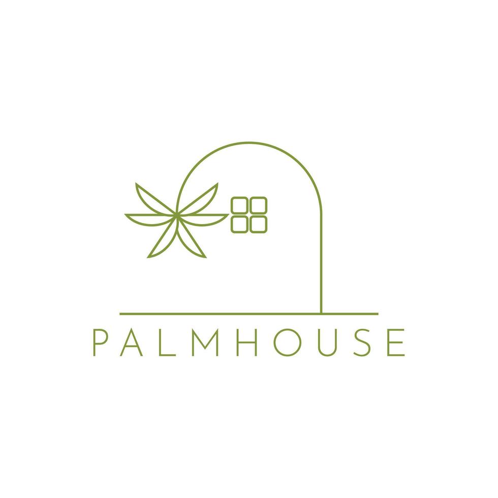 illustration vector graphic palm house tree logo design minimalist