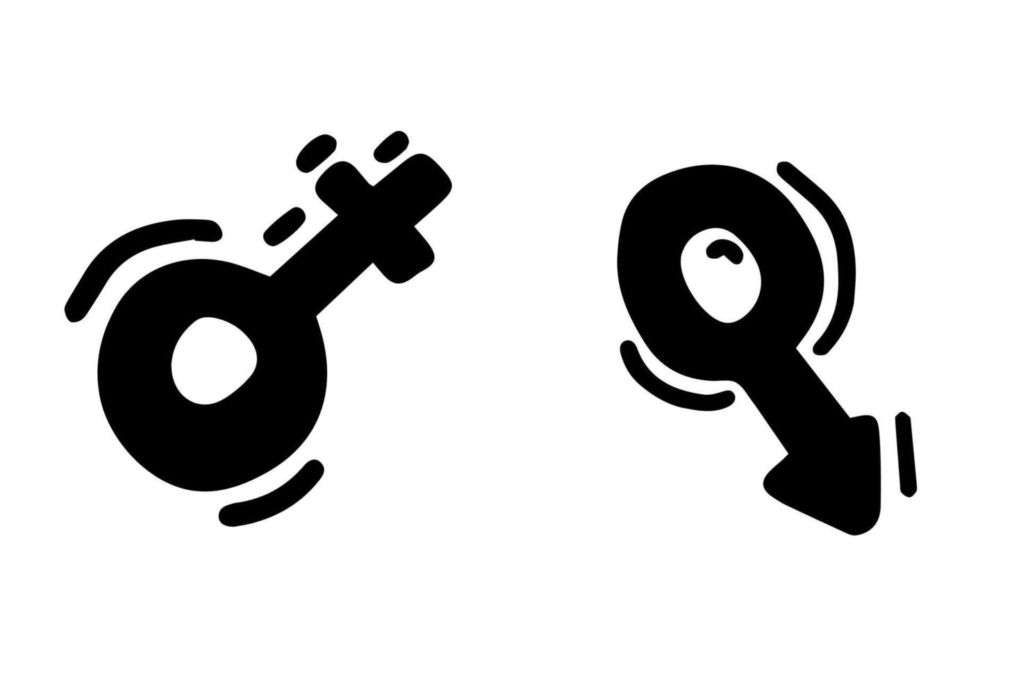 sexo símbolo hembra y masculino firmar negro blanco vector