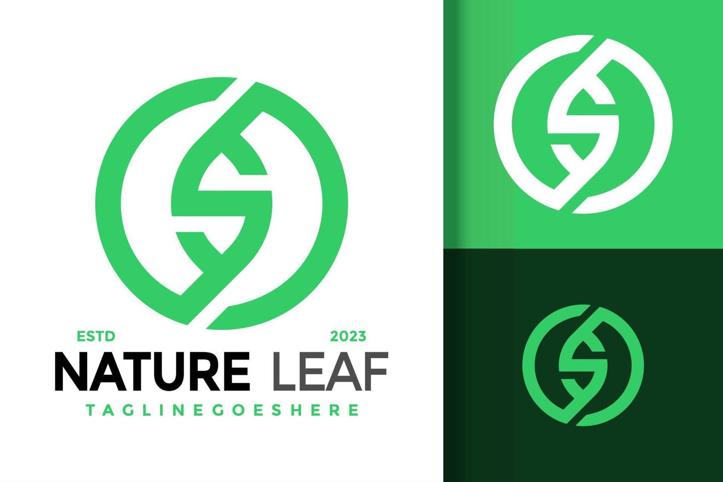 Letter S Nature Green Leaf Monogram Initials Circle Logo vector