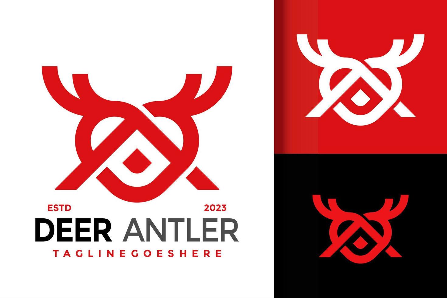 Letter A Love Deer Antler Unique Logo vector