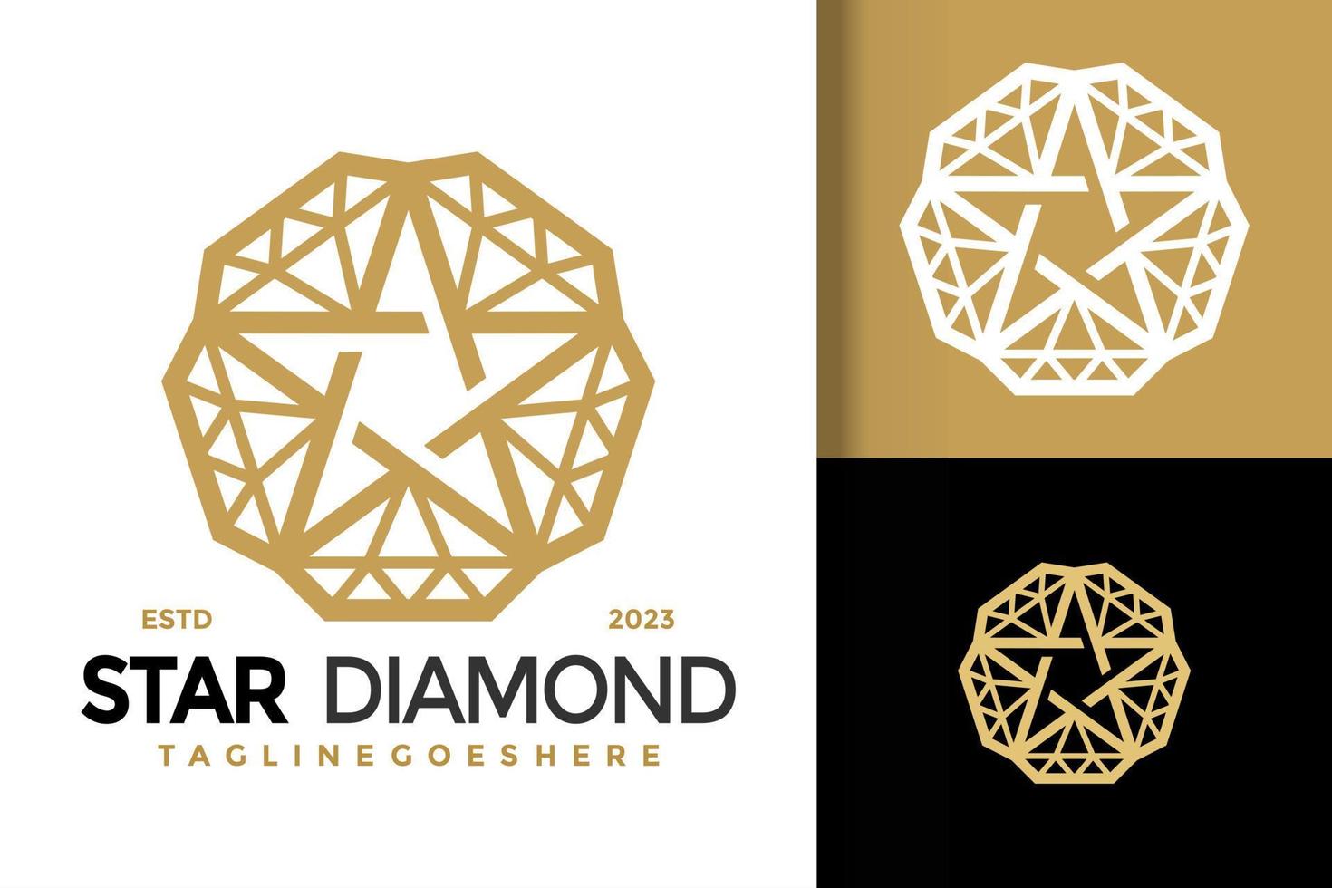 dorado estrella diamante joyería logo vector