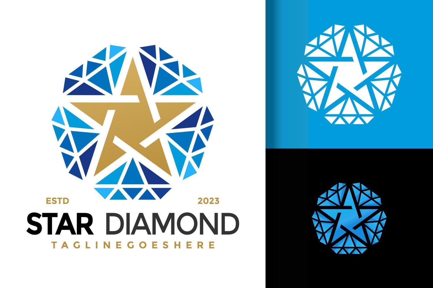 estrella diamante joyería logo vector