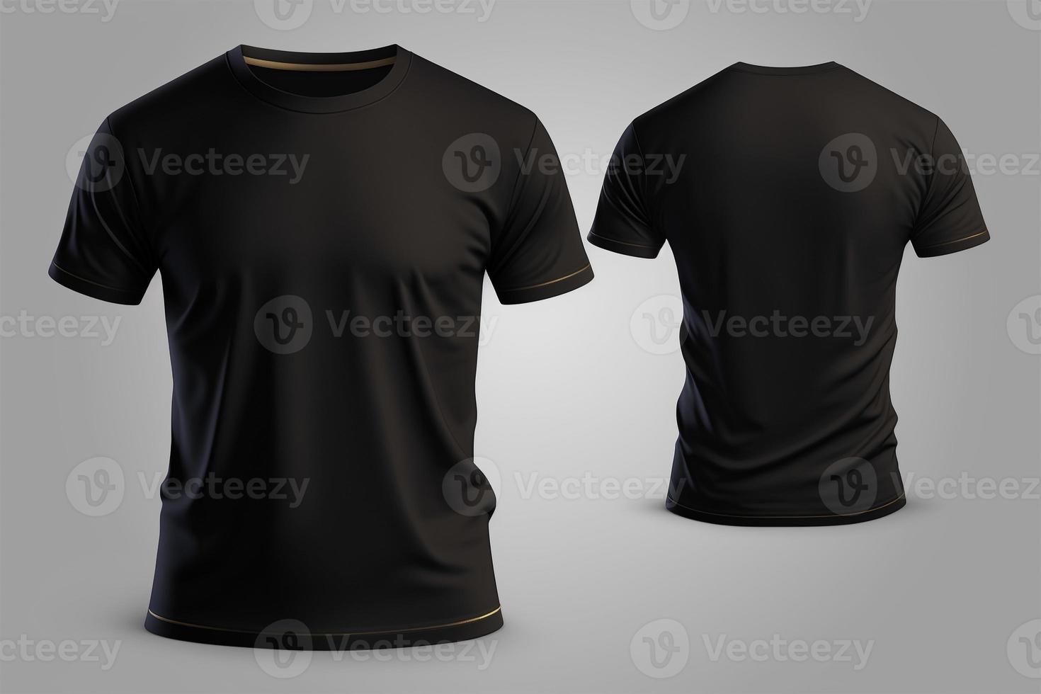 Mockup of a blank royal black tshirt with isolated on white background. photo