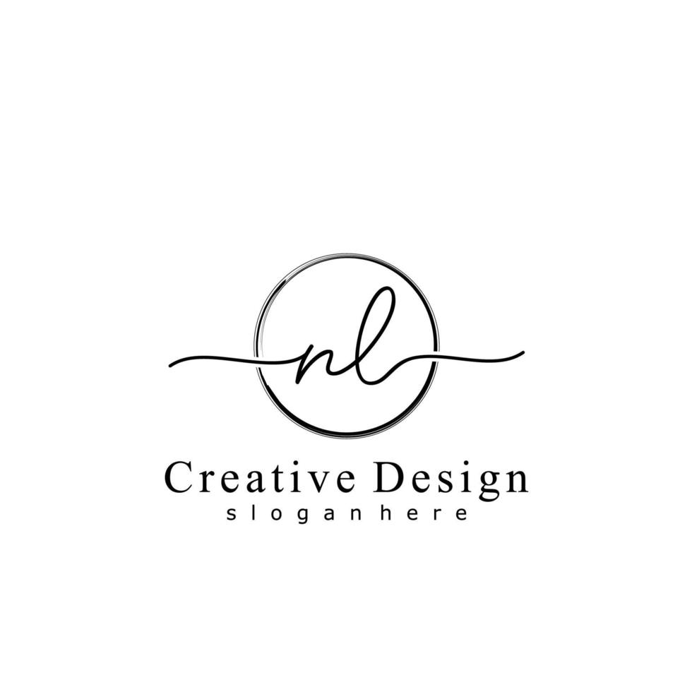 Initial NL handwriting logo with circle hand drawn template vector