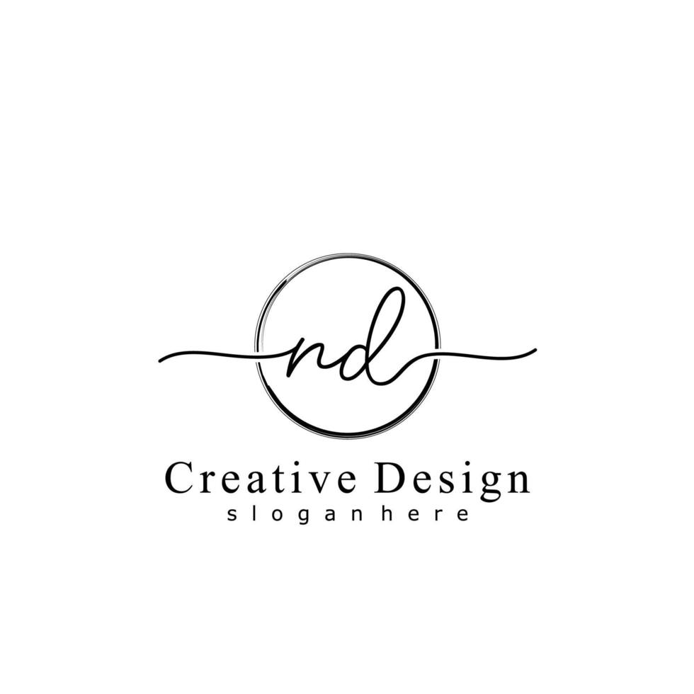 Initial ND handwriting logo with circle hand drawn template vector