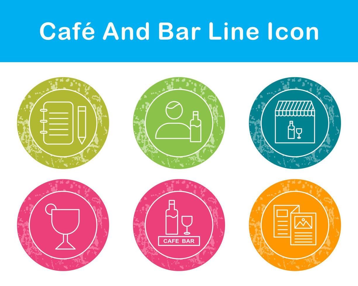 café y bar vector icono conjunto