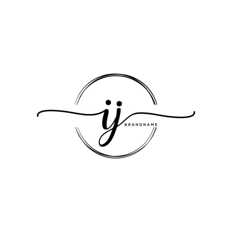 Initial IJ feminine logo collections template. handwriting logo of initial signature, wedding, fashion, jewerly, boutique, floral and botanical with creative template for any company or business. vector