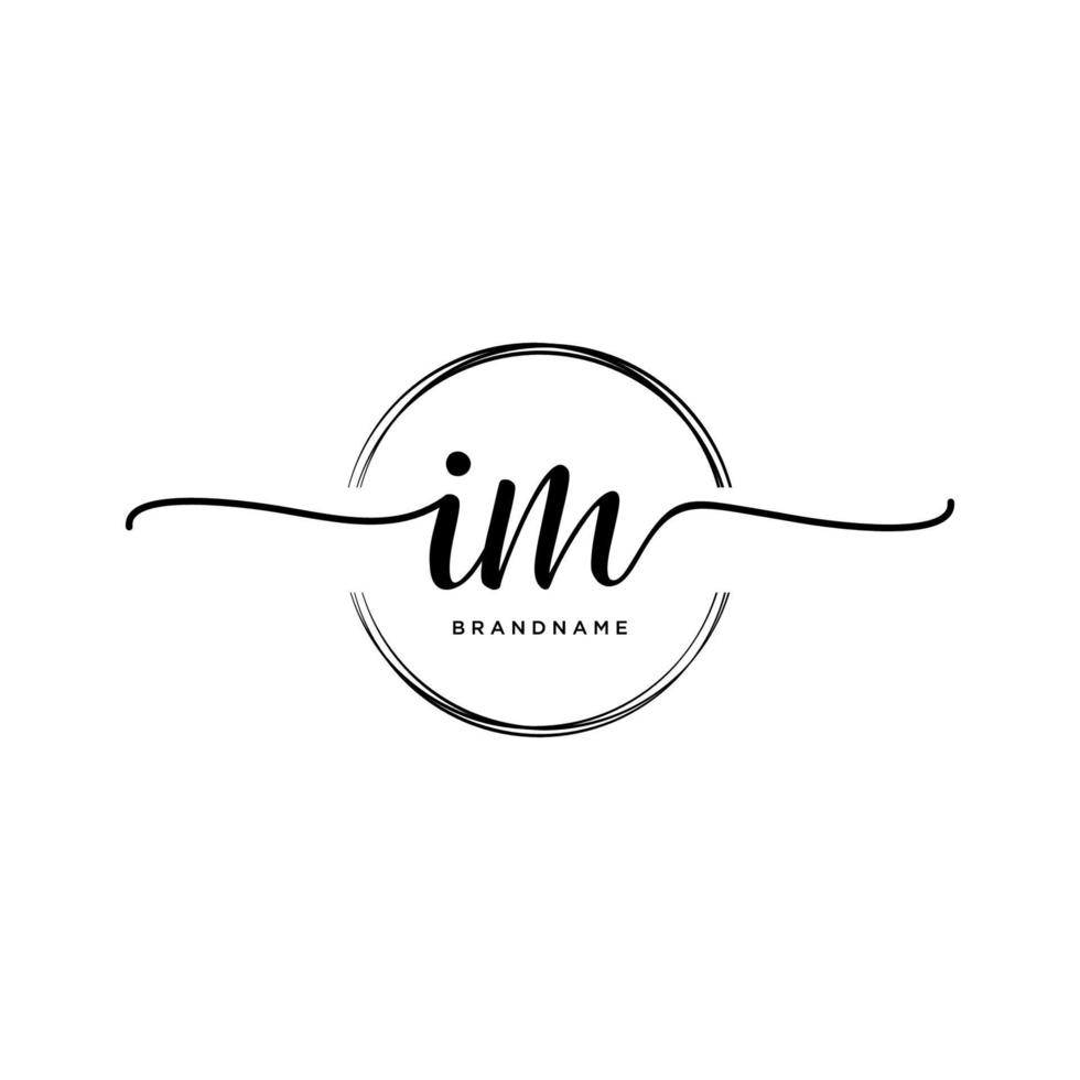 Initial IM feminine logo collections template. handwriting logo of initial signature, wedding, fashion, jewerly, boutique, floral and botanical with creative template for any company or business. vector