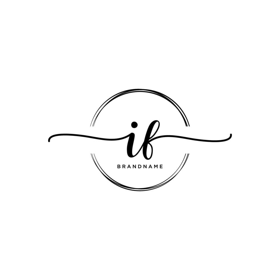 Initial IF feminine logo collections template. handwriting logo of initial signature, wedding, fashion, jewerly, boutique, floral and botanical with creative template for any company or business. vector