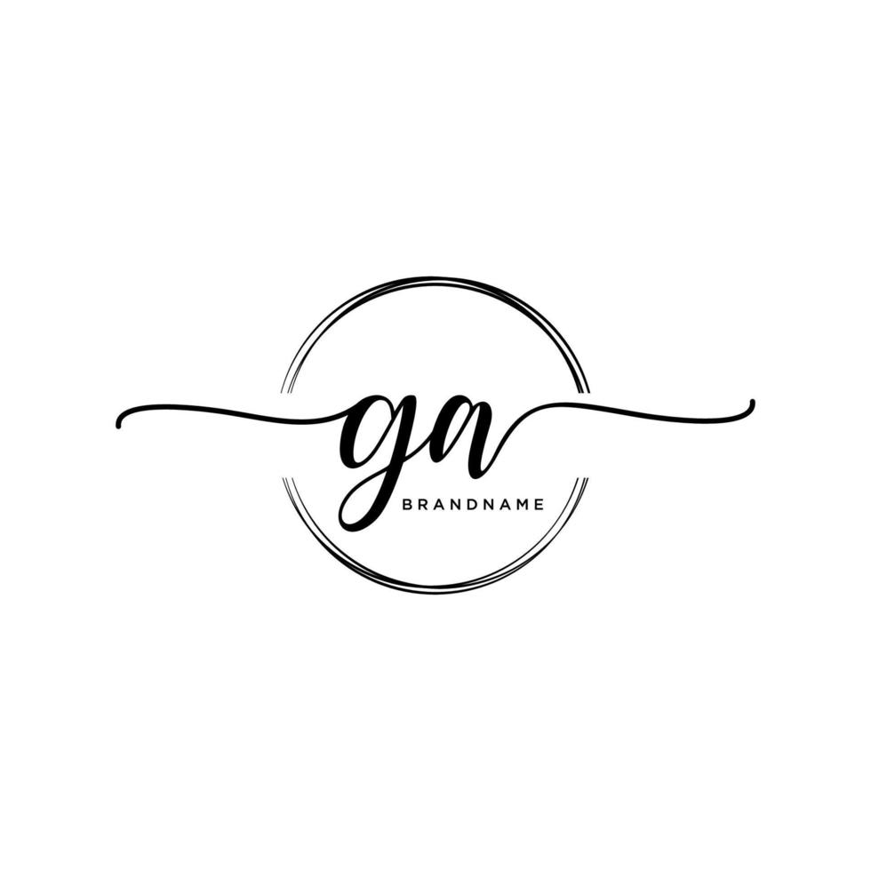 Initial GA feminine logo collections template. handwriting logo of initial signature, wedding, fashion, jewerly, boutique, floral and botanical with creative template for any company or business. vector