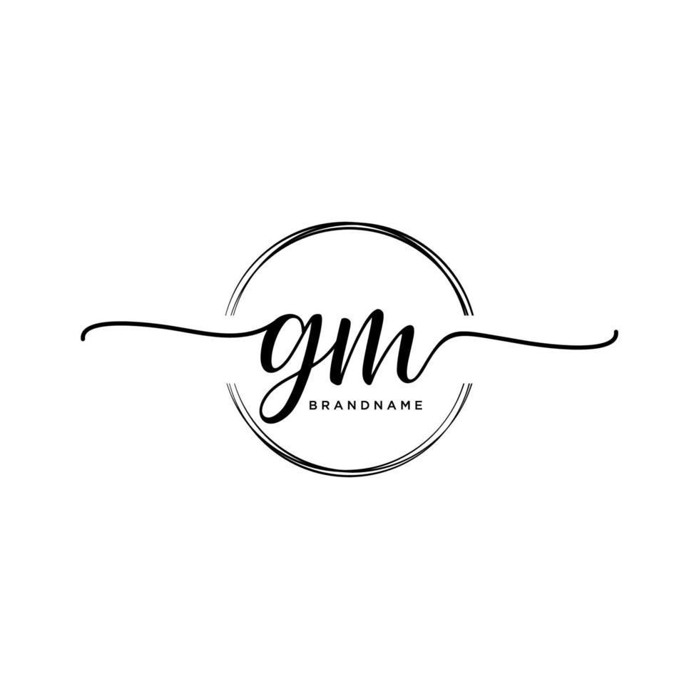 Initial GM feminine logo collections template. handwriting logo of initial signature, wedding, fashion, jewerly, boutique, floral and botanical with creative template for any company or business. vector