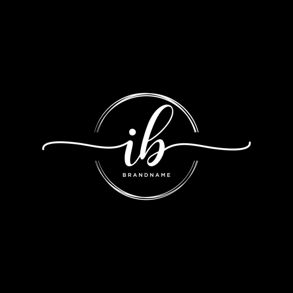 Initial IB feminine logo collections template. handwriting logo of initial signature, wedding, fashion, jewerly, boutique, floral and botanical with creative template for any company or business. vector