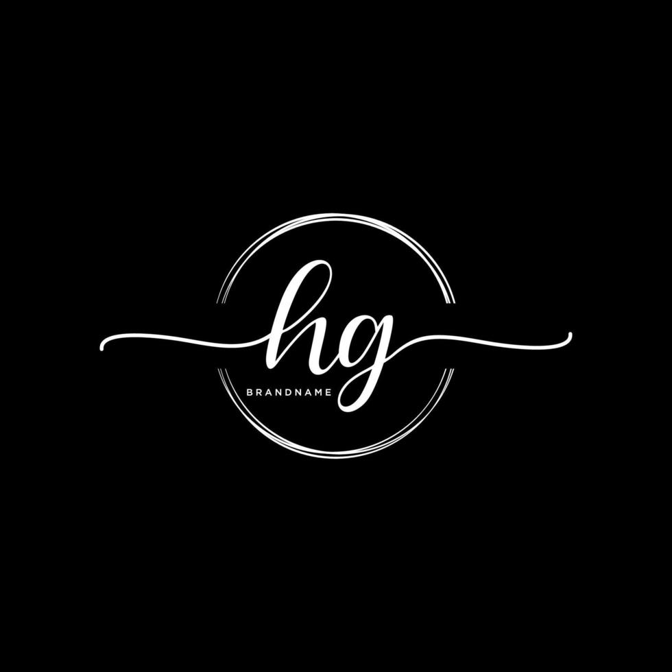 Initial HG feminine logo collections template. handwriting logo of initial signature, wedding, fashion, jewerly, boutique, floral and botanical with creative template for any company or business. vector