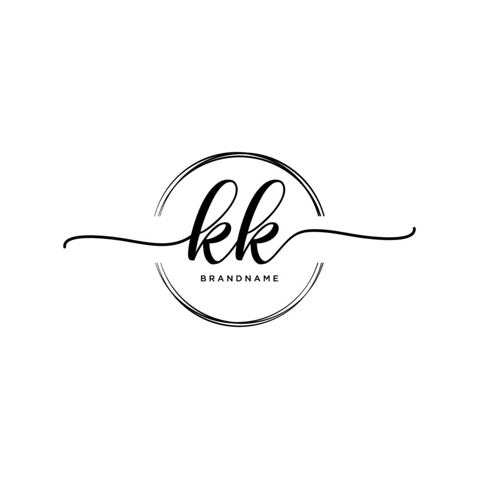 Initial KK feminine logo collections template. handwriting logo of initial signature, wedding, fashion, jewerly, boutique, floral and botanical with creative template for any company or business. vector