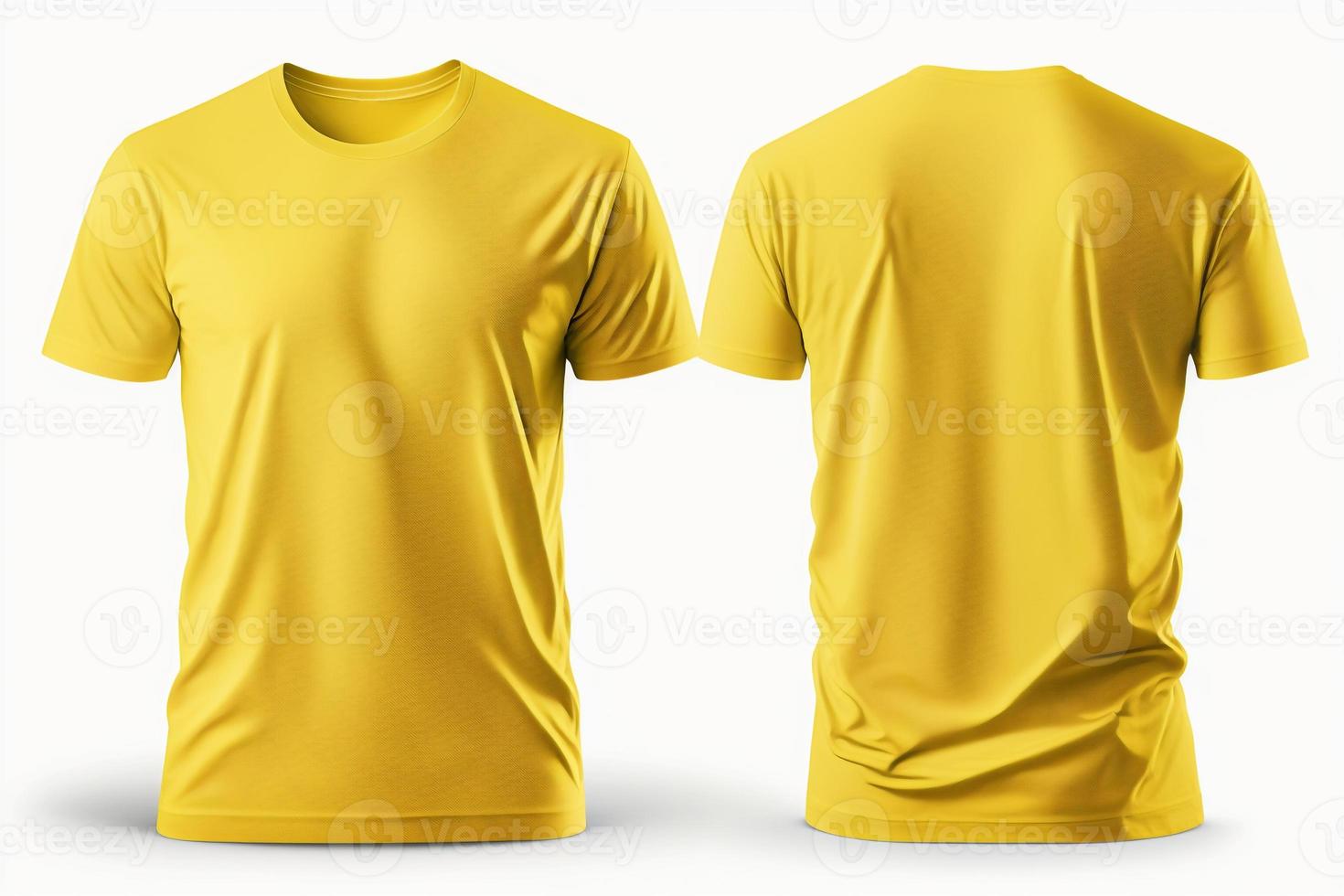 Mockup of a blank royal yellow tshirt front and back isolated on white background. photo